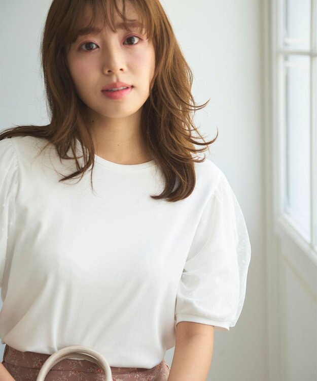 Feroux チュールパフスリーブ プルオーバー ホワイト系