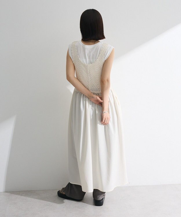 Green Parks ・ＳＵＧＡＲ　ＳＰＯＯＮ　クロシェキリカエワンピース Gray Beige