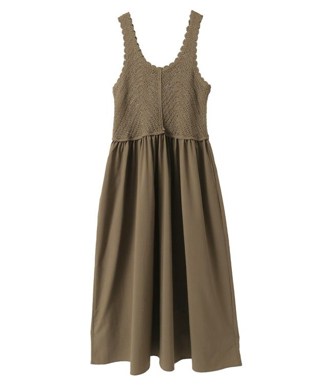 Green Parks ・ＳＵＧＡＲ　ＳＰＯＯＮ　クロシェキリカエワンピース Gray Beige