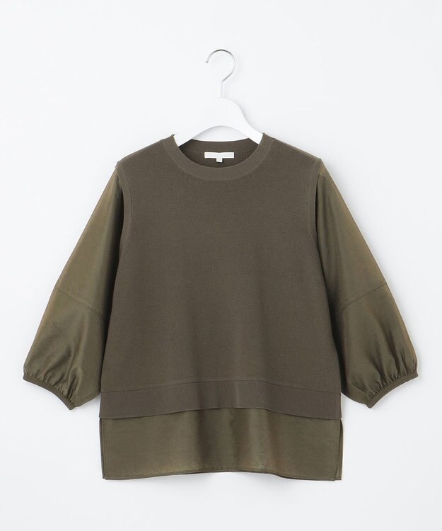 自由区 ハイツイストコットンアセテートプルオーバー ニット ダークカーキ