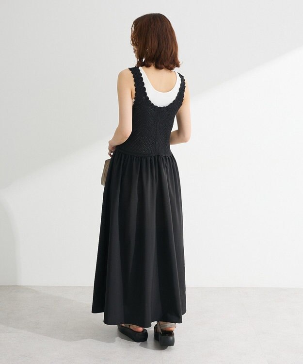 Green Parks ・ＳＵＧＡＲ　ＳＰＯＯＮ　クロシェキリカエワンピース Gray Beige