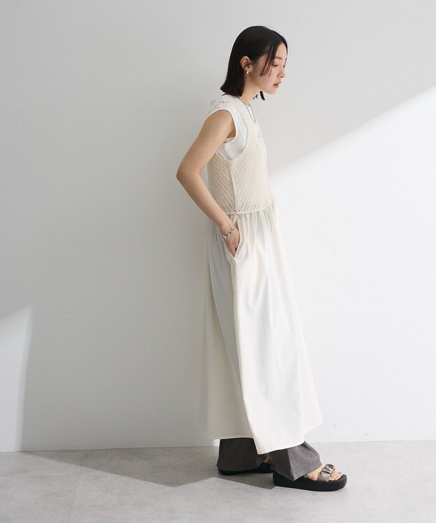 Green Parks ・ＳＵＧＡＲ　ＳＰＯＯＮ　クロシェキリカエワンピース Gray Beige