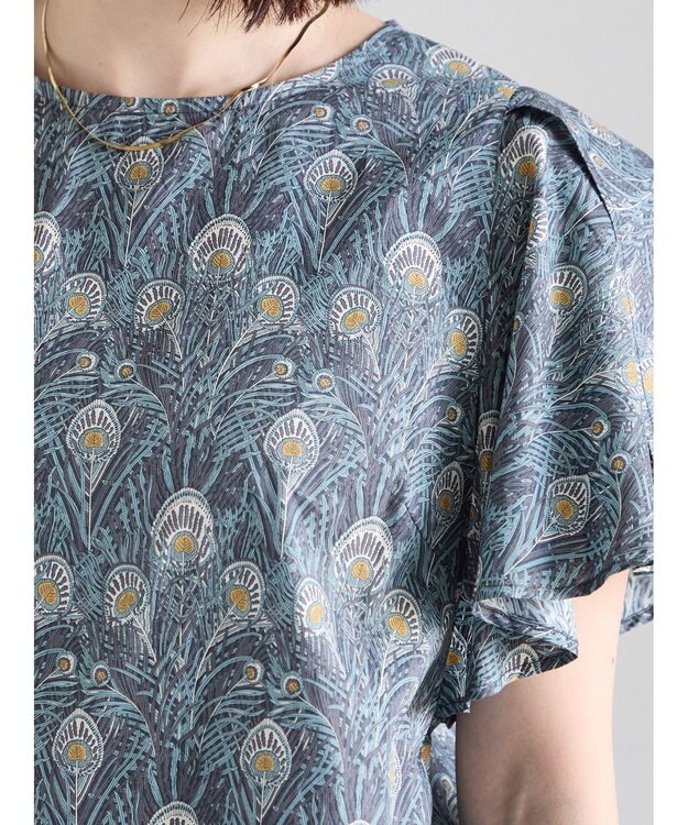 Te chichi 【LIBERTY FABRICS】フレアスリーブブラウス チャコールグレー