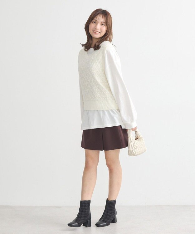 earth music&ecology ラメジャガードニットベスト Ivory