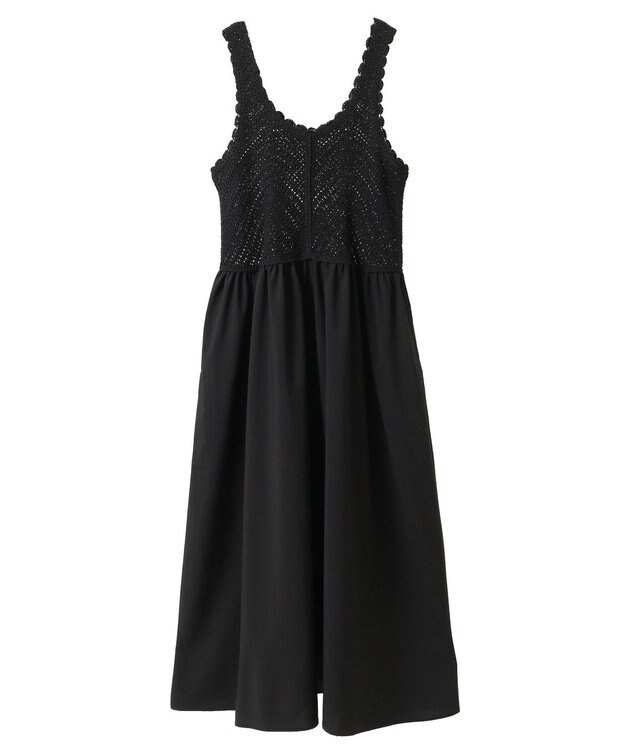 Green Parks ・ＳＵＧＡＲ　ＳＰＯＯＮ　クロシェキリカエワンピース Gray Beige