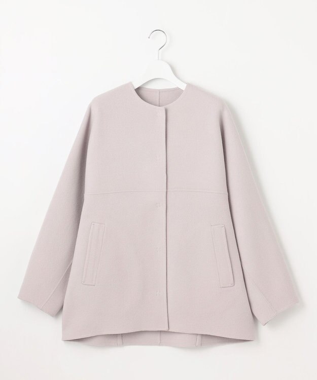 自由区 S 【SHIHOさん着用】ウールリバーノーカラー コート ライトグレージュ