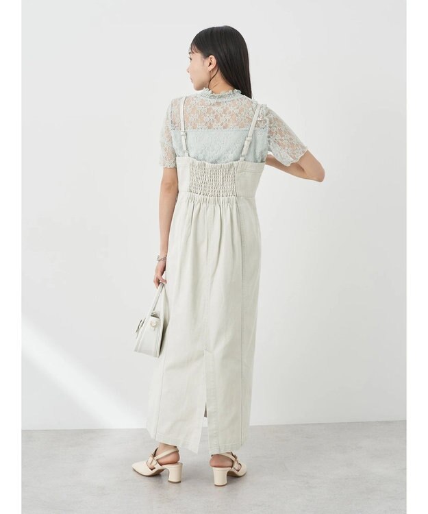 earth music&ecology レースドッキング半袖プルオーバー Mint