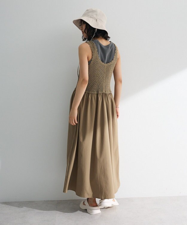 Green Parks ・ＳＵＧＡＲ　ＳＰＯＯＮ　クロシェキリカエワンピース Gray Beige