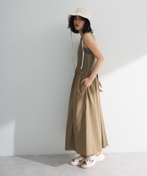 Green Parks ・ＳＵＧＡＲ　ＳＰＯＯＮ　クロシェキリカエワンピース Gray Beige