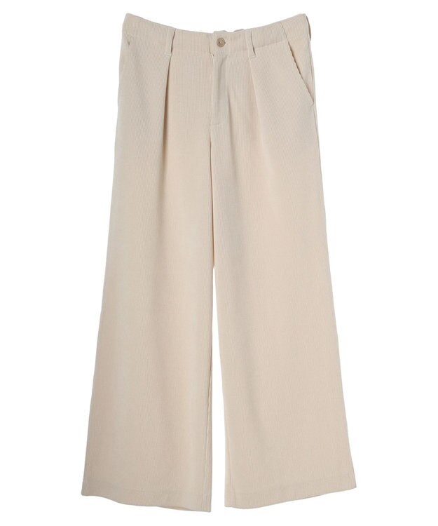 Green Parks コーデュロイワイドパンツ Ecru