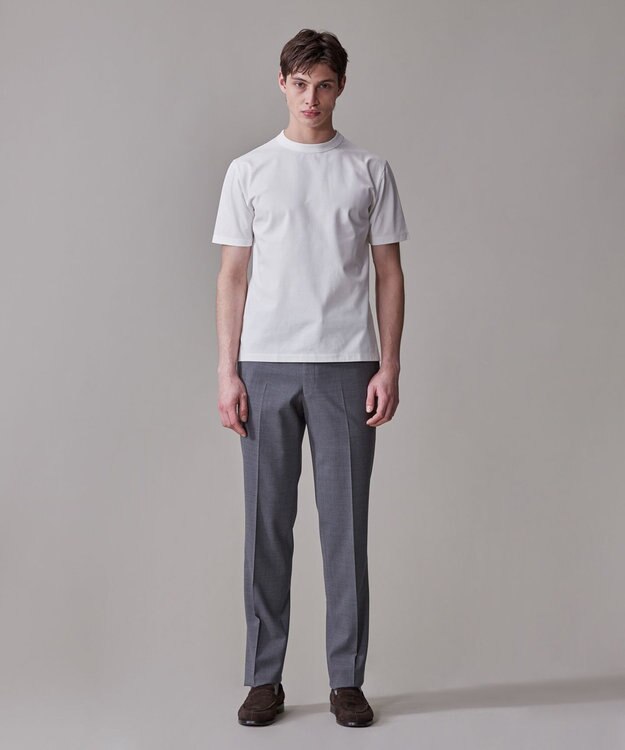 J.PRESS MEN シルクのような光沢感の上品Tシャツ【UVカット / 接触冷感 / 吸水速乾】【J.PRESS PREMIUM JERSEY】ポンチクルーネック Tシャツ ホワイト系