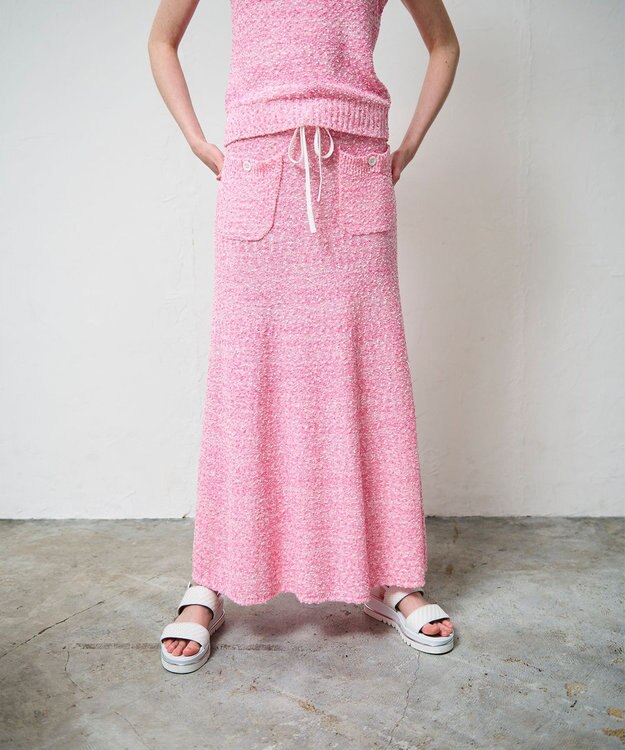 GRACE CONTINENTAL ネップツイードニットスカート ピンク