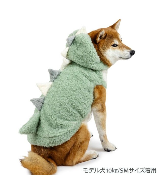 PET PARADISE ペットパラダイス 恐竜 くるふわ なりきり パーカー 中型犬 大型犬 ミントグリーン
