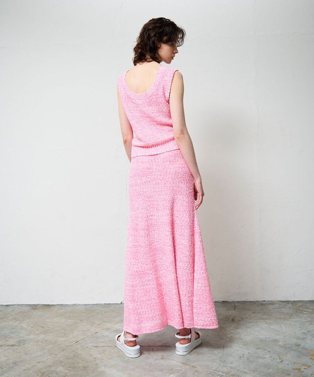 GRACE CONTINENTAL ネップツイードニットスカート ピンク