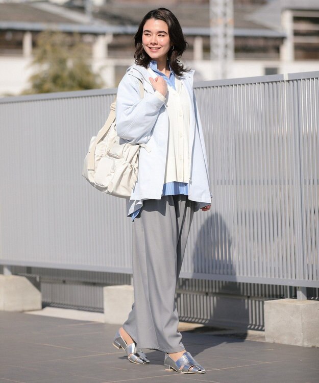 Green Parks イージーケア抜け衿シャツ Stripe Blue