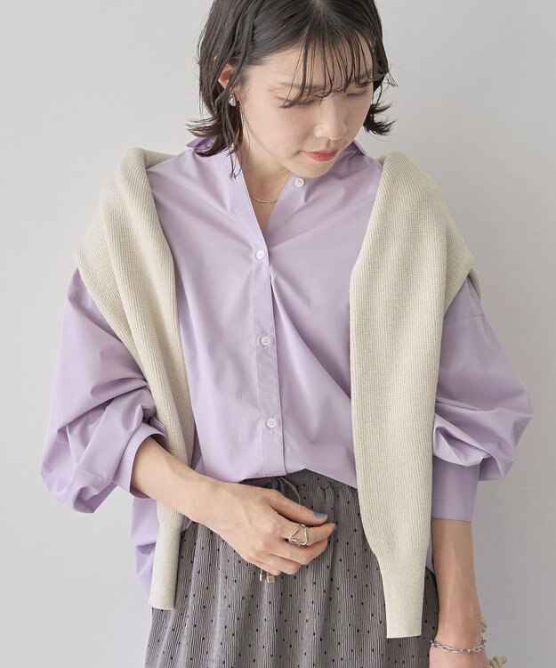 Green Parks イージーケア抜け衿シャツ Purple