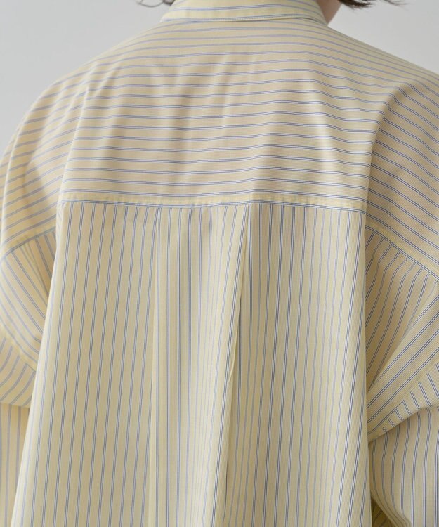 Green Parks イージーケア抜け衿シャツ Stripe Yellow