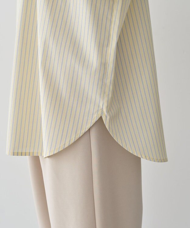 Green Parks イージーケア抜け衿シャツ Stripe Yellow