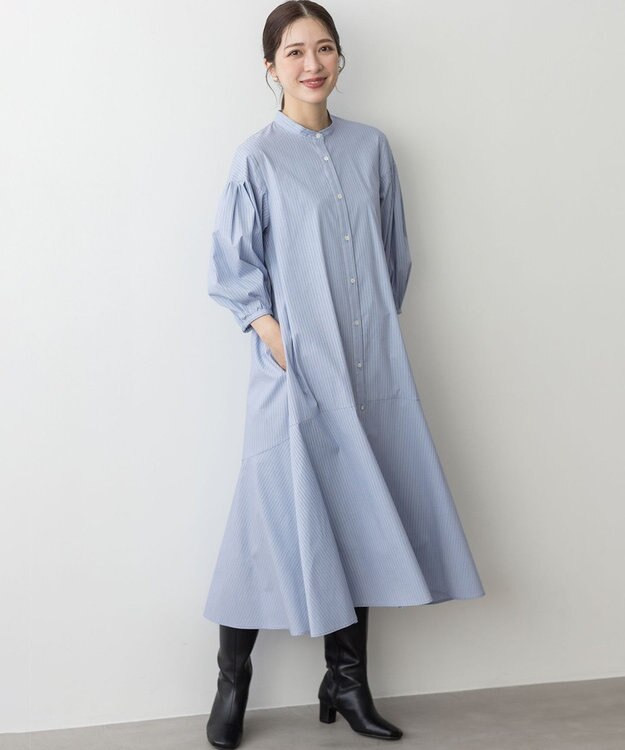 組曲 L コンパクトシャーティング ワンピース ブルー系1