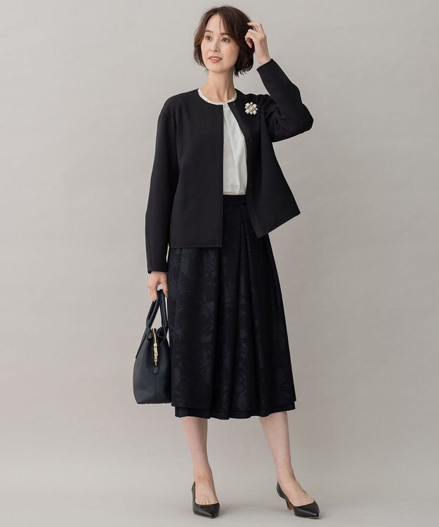 自由区 【XSサイズ～/洗える/リバーシブル】フラワーオパール リバーシブルスカート ネイビー系