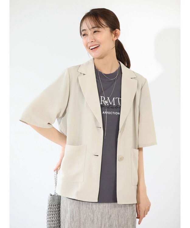 Green Parks 接触冷感　５分袖ジャケット Light Beige