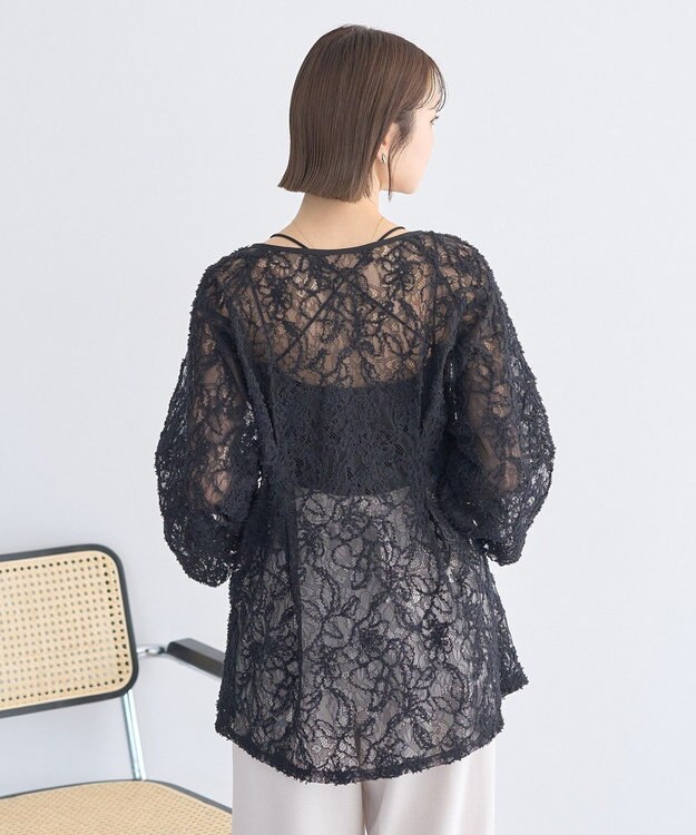 earth music&ecology レースフラワーブラウス Black