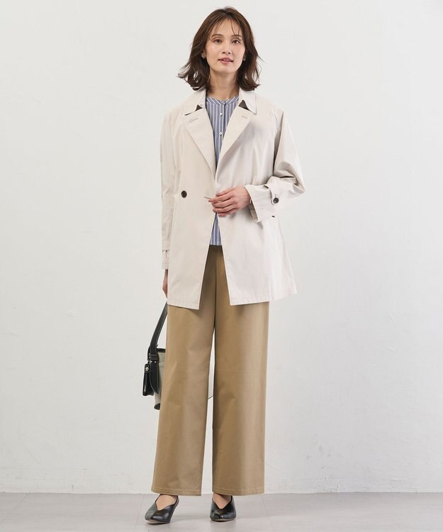 J.PRESS LADIES S チノストレッチ ワイドパンツ ベージュ系