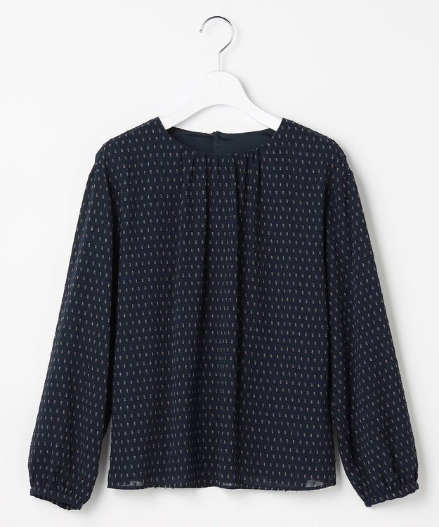 J.PRESS LADIES L カットジャカードプリント カットソー ネイビーベース系