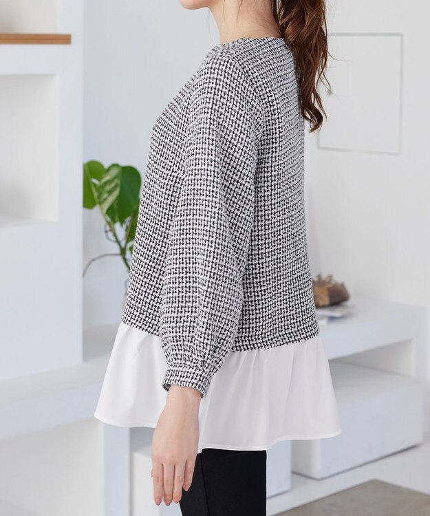 Tiaclasse ツイードコンビフレアチュニック ブラック