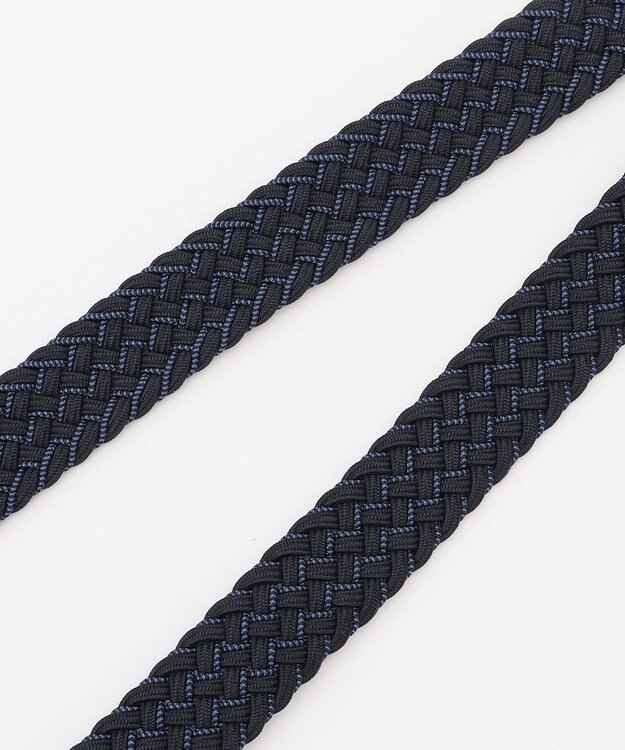 JOSEPH ABBOUD 【キングサイズ・イタリア素材・ストレッチ・日本製】メランジグリッドストレッチ ベルト ダルブルー系