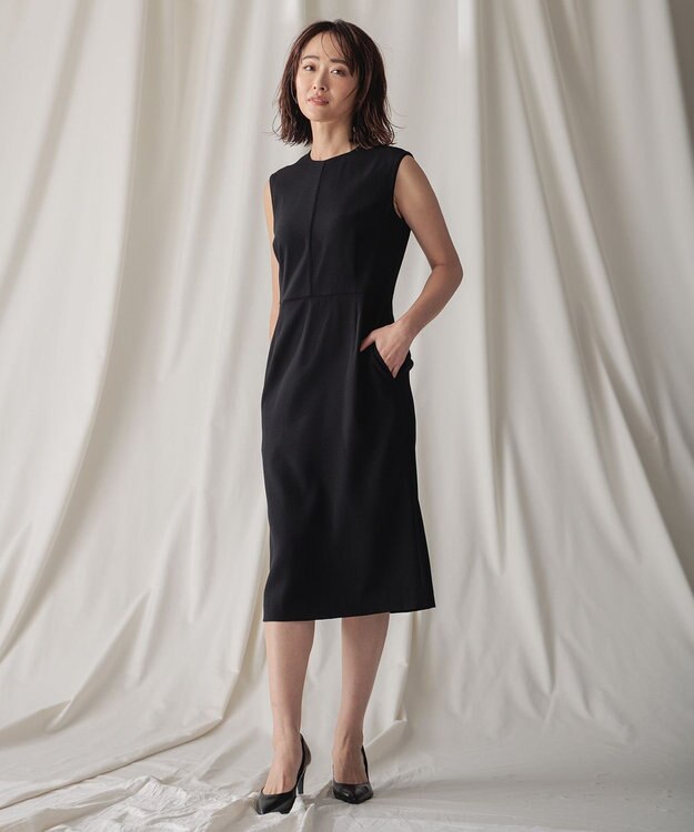 BEIGE， CINDY / クルーネックドレス Black×Black