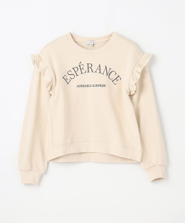 ANY KIDS 袖フリル ロゴ トレーナー エクリュ