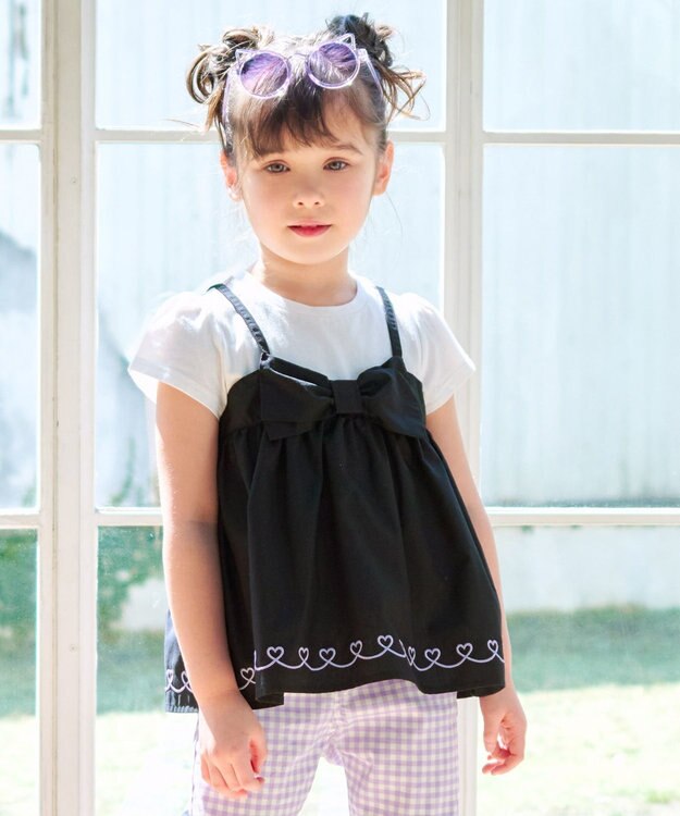 ANY KIDS キャミソール ドッキングTシャツ ブラック