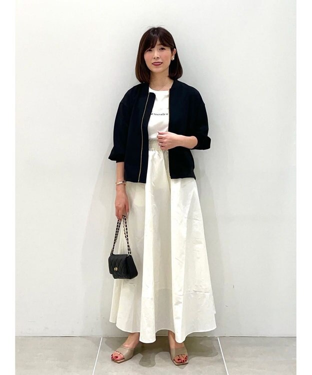 UNFILO 【洗える】撥水ナイロンタフタ ロングスカート オフ