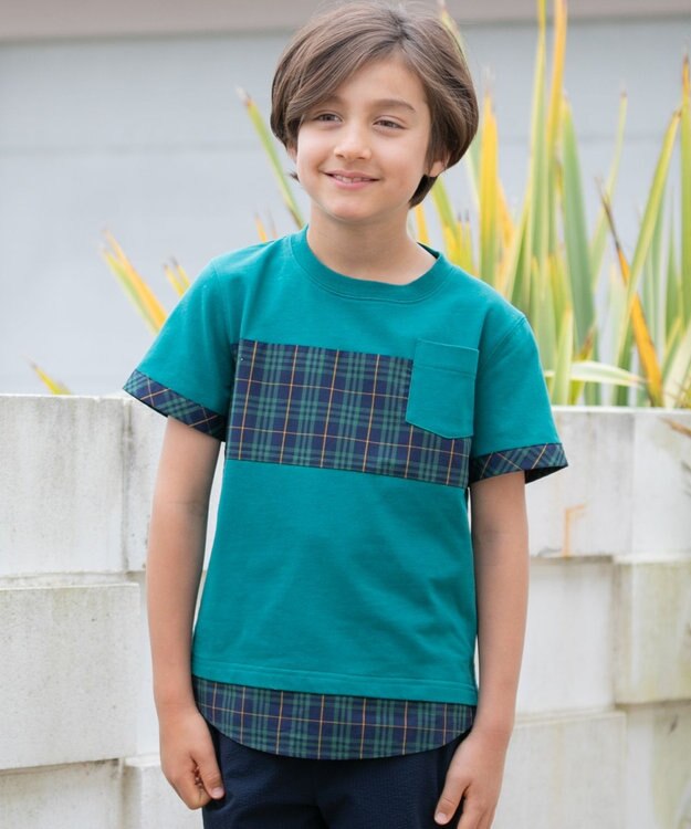 J.PRESS KIDS 【110-130cm】マドラスＴシャツ グリーン系