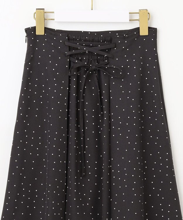 ANY SIS S 【低身長企画】レースアップナローフレア スカート 白黒ドット