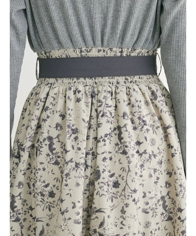 Green Parks ・ＥＬＥＮＣＡＲＥ　ＤＵＥ　リブ×フラワーキリカエワンピ Gray Mixture