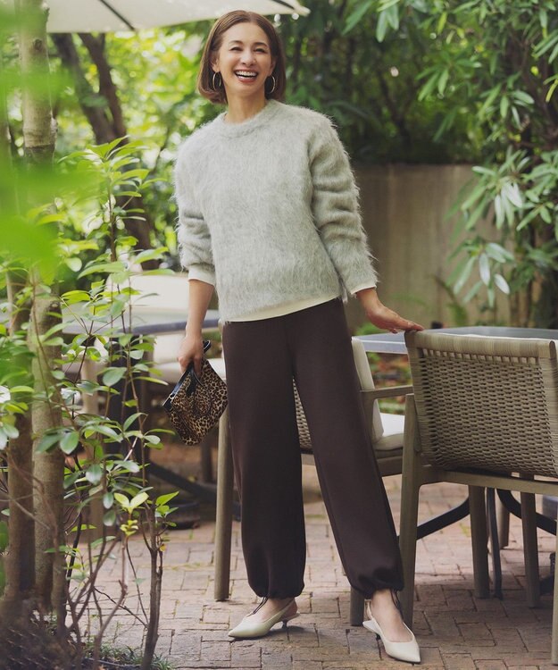 UNFILO L 【野呂佳代さん着用】BEAUTY FORM JERSEY イージーパンツ ブラウン