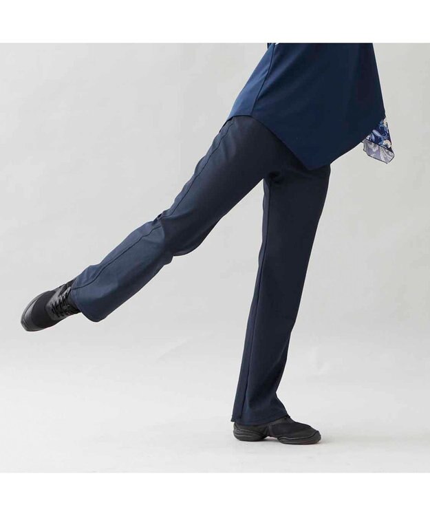 Chacott デニム調ブーツカットパンツ ネイビー