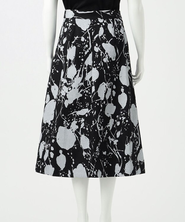 23区 【エステータ】ピグメントプリント スカート ブラックxホワイト