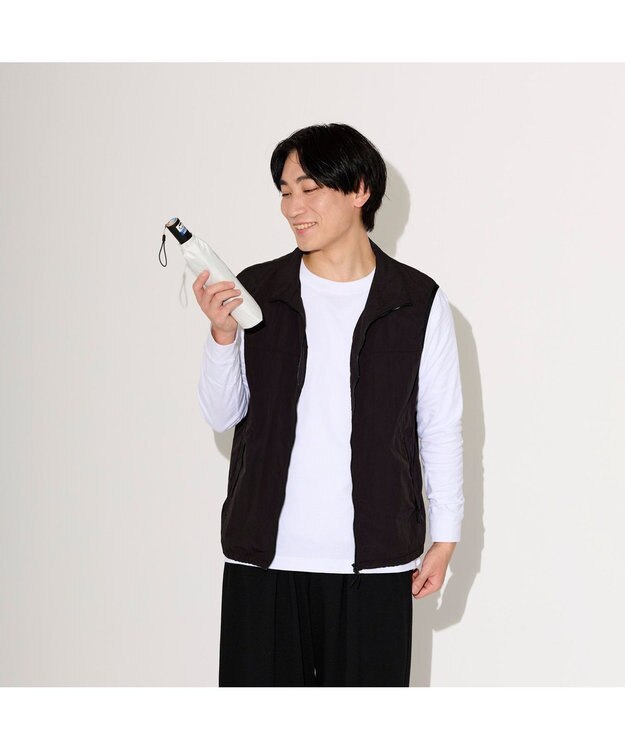 MOONBAT 【WEB限定】MIZUNO  (ミズノ) 無地 ロゴ 日傘 折りたたみ傘 自動開閉 1プッシュ パラソル 晴雨兼用  軽量 一級遮光 遮熱効果 遮光率100% UV遮蔽100% ホワイト