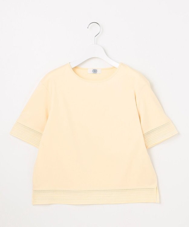 J.PRESS LADIES 【洗える】スムースジャージー レース カットソー イエロー系