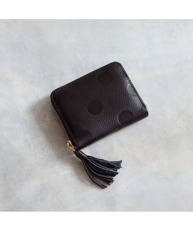 UNBILLION ペルケ perche / ドット型押し・ジャバラカードウォレット ブラック