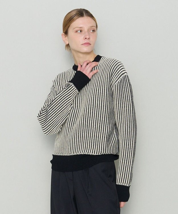 JOSEPH 【洗える】バイオテープコットン　ラウンドネックニット Black