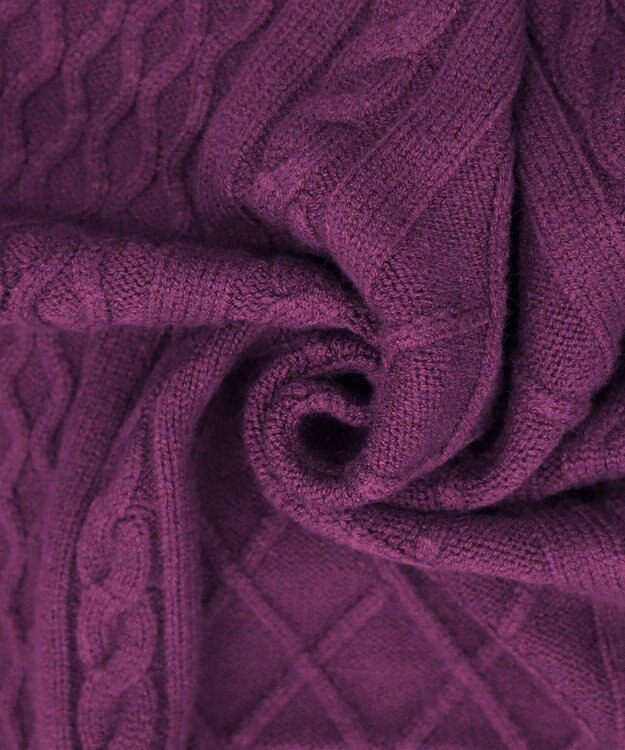 Tiaclasse 【洗える】ケーブル編みドルマンニットトップス パープル