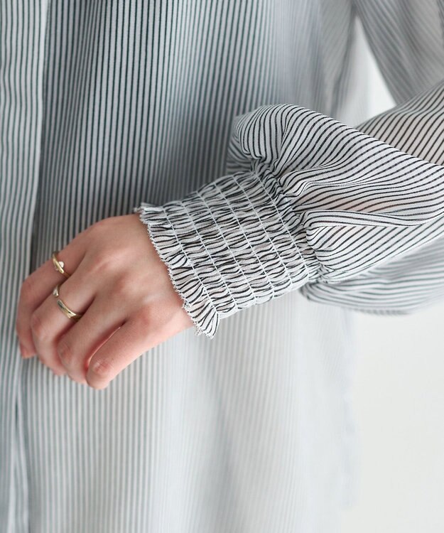 YECCA VECCA ラッフルレースブラウス Stripe