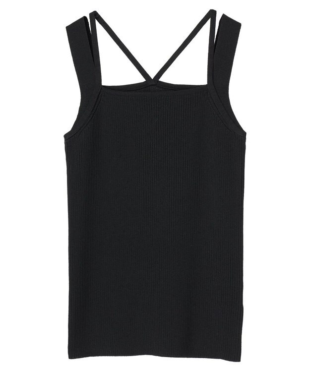 earth music&ecology レイヤードニットタンクトップ Black