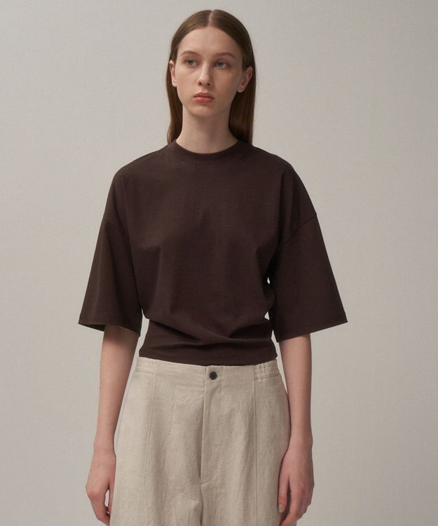 ATON 80/ FRESCA SMOOTH | ワイドスリーブＴシャツ DARK BROWN