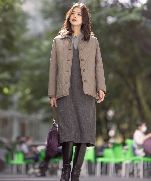 J.PRESS LADIES S 【抗菌防臭】コンパクトタフタプレミアム撥水 ショート アウター ブラウン系