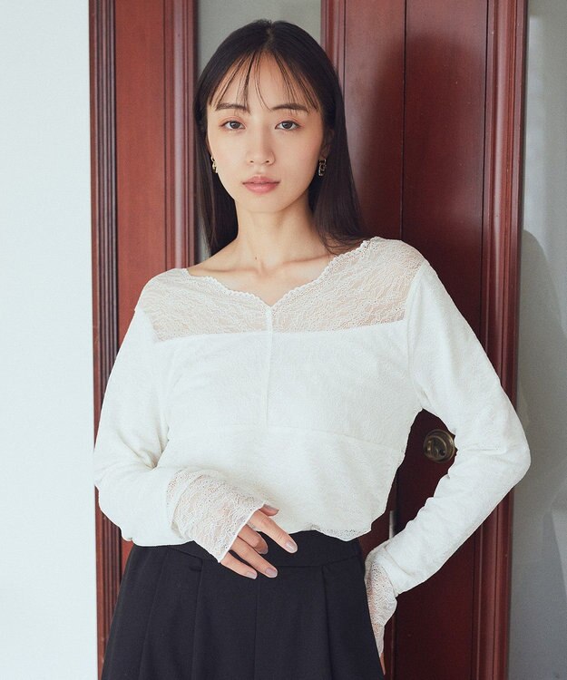 earth music&ecology あったか２ｗａｙレースプルオーバー Ivory